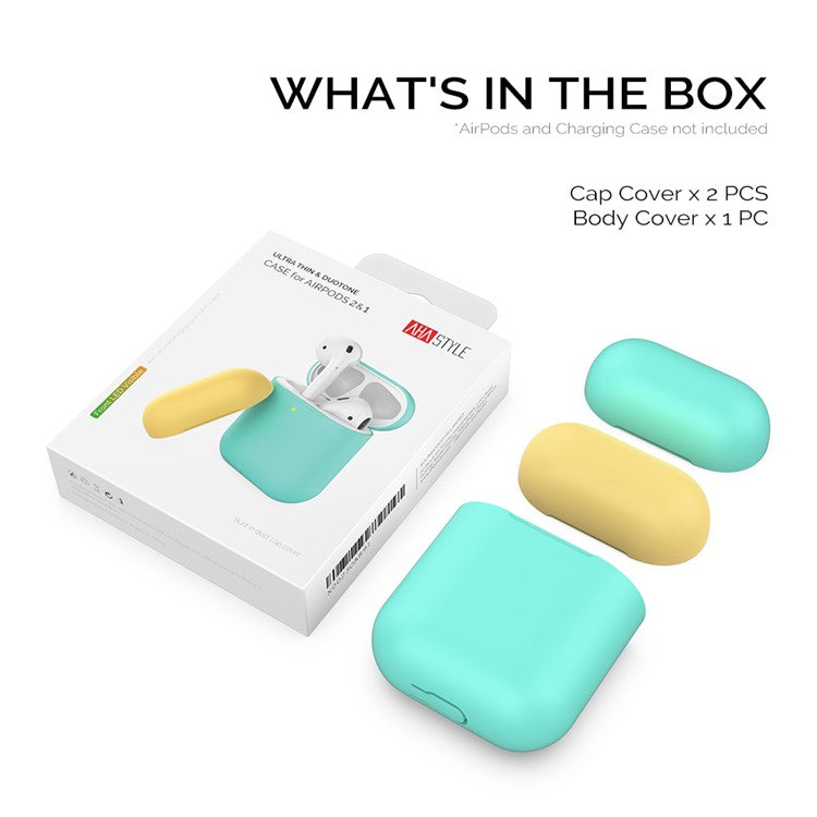 AHASTYLE PT38 Earphone Case for AirPods with Charging Case (2016) / (2019) / AirPods with Wireless Charging Case (2019) Earbud Silicone Cover - Green+Yellow