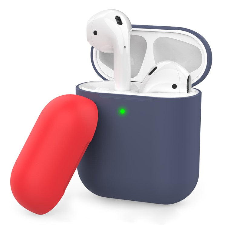 AHASTYLE PT38 Earphone Case for AirPods with Charging Case (2016) / (2019) / AirPods with Wireless Charging Case (2019) Earbud Silicone Cover - Midnight Blue+Red