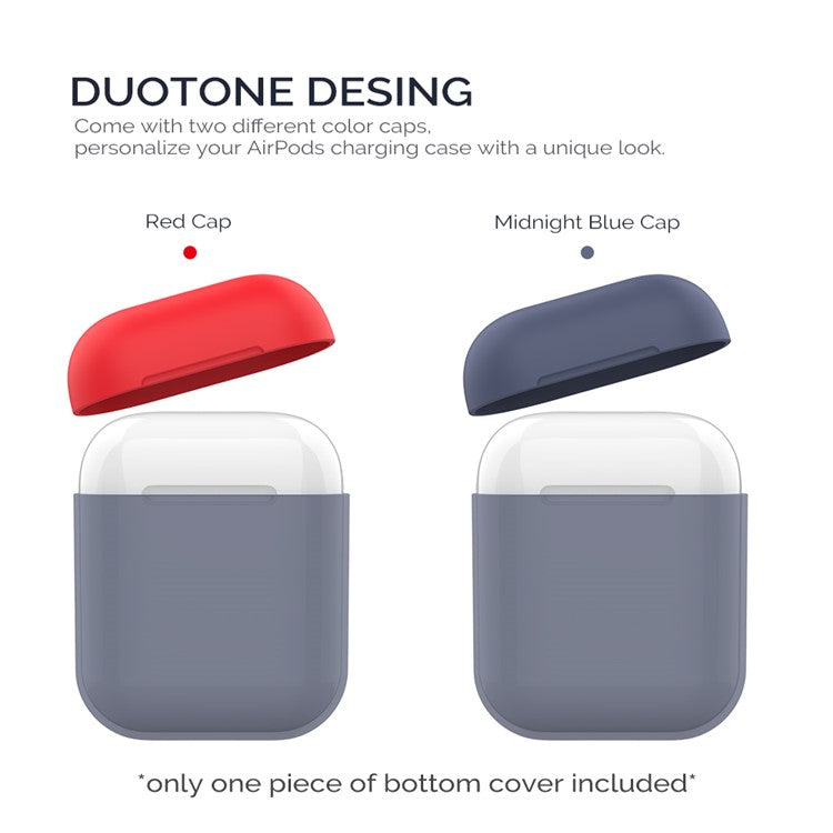 AHASTYLE PT38 Earphone Case for AirPods with Charging Case (2016) / (2019) / AirPods with Wireless Charging Case (2019) Earbud Silicone Cover - Midnight Blue+Red