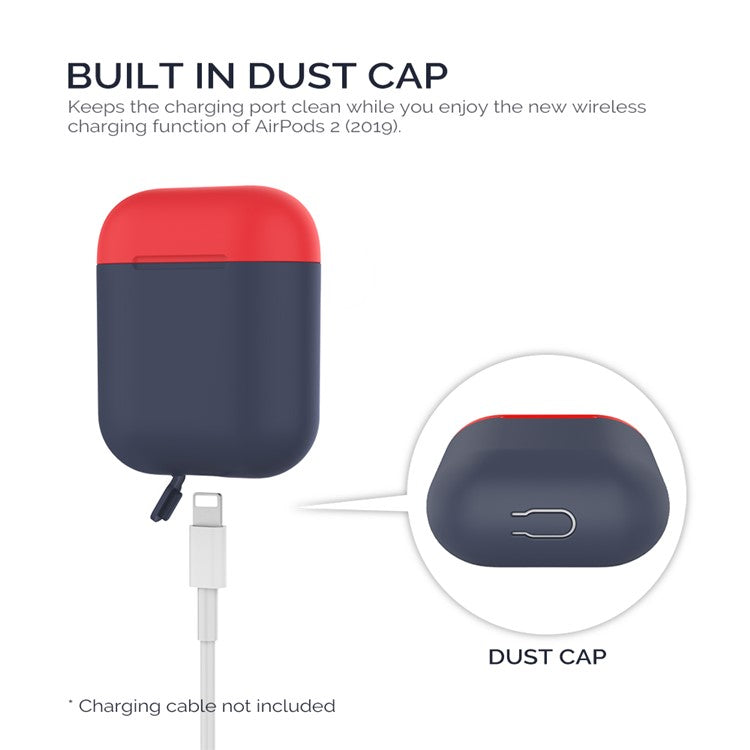 AHASTYLE PT38 Earphone Case for AirPods with Charging Case (2016) / (2019) / AirPods with Wireless Charging Case (2019) Earbud Silicone Cover - Midnight Blue+Red