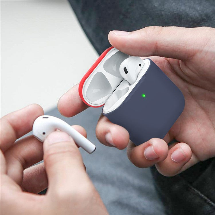 AHASTYLE PT38 Earphone Case for AirPods with Charging Case (2016) / (2019) / AirPods with Wireless Charging Case (2019) Earbud Silicone Cover - Midnight Blue+Red