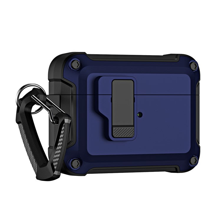 For AirPods Pro 2 Shockproof TPU+PC Case Bluetooth Earbuds Charging Case Cover with Buckle - Sapphire