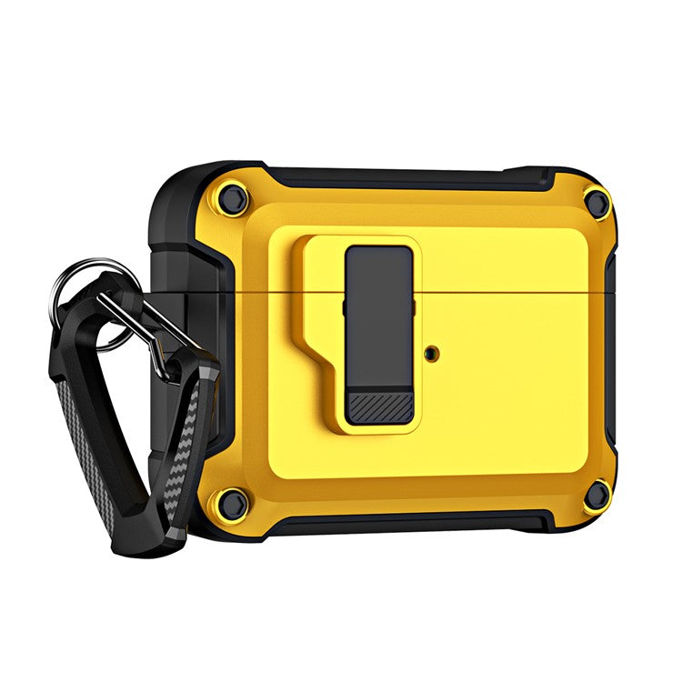 For AirPods Pro 2 Shockproof TPU+PC Case Bluetooth Earbuds Charging Case Cover with Buckle - Yellow