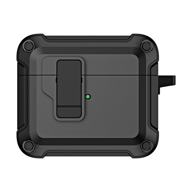 Anti-Drop TPU+PC Case for Apple AirPods 3 Bluetooth Headset Charging Case Cover with Buckle - Black