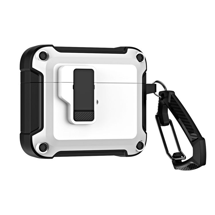 Anti-Drop TPU+PC Case for Apple AirPods 3 Bluetooth Headset Charging Case Cover with Buckle - White