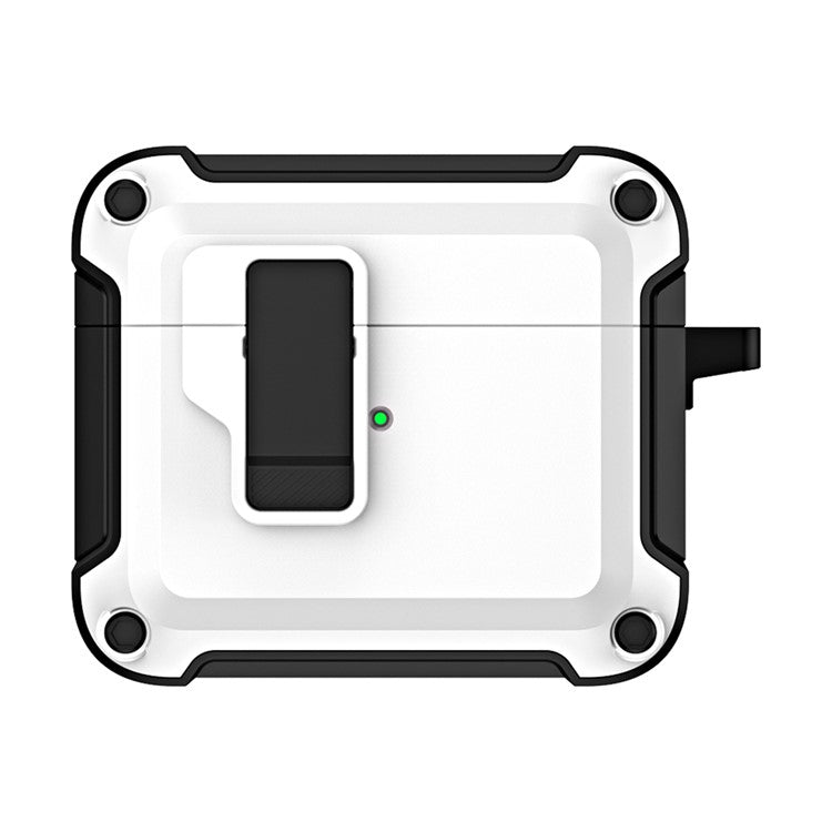 Anti-Drop TPU+PC Case for Apple AirPods 3 Bluetooth Headset Charging Case Cover with Buckle - White