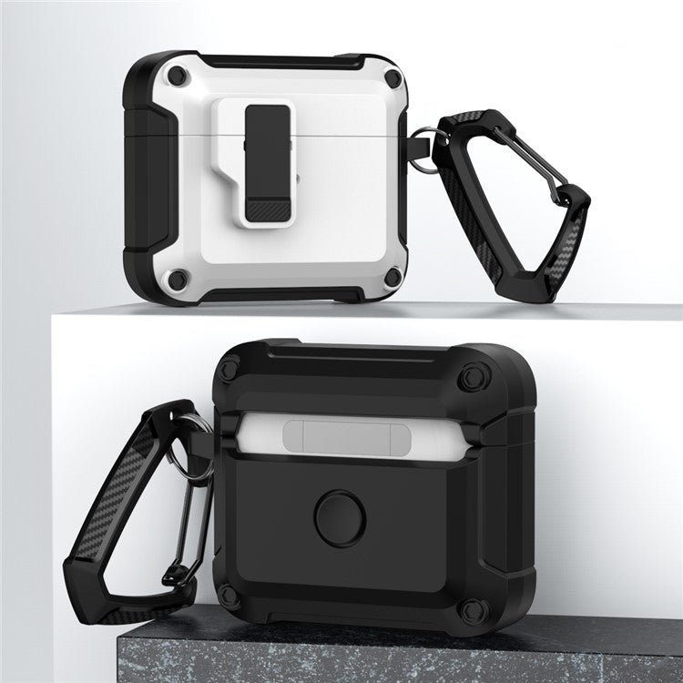 Anti-Drop TPU+PC Case for Apple AirPods 3 Bluetooth Headset Charging Case Cover with Buckle - White