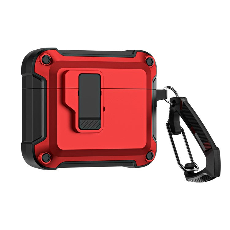 Anti-Drop TPU+PC Case for Apple AirPods 3 Bluetooth Headset Charging Case Cover with Buckle - Red