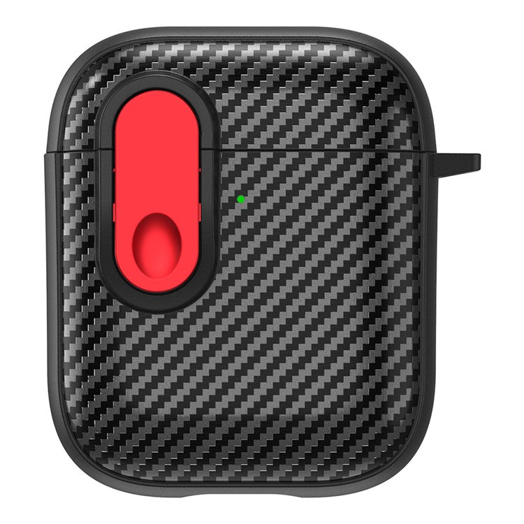 Earphone Protective Case for Apple AirPods with Charging Case (2016) / (2019) / AirPods with Wireless Charging Case (2019) , Buckle Design TPU+PC Cover - Black+Red