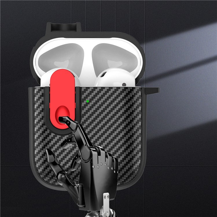 Earphone Protective Case for Apple AirPods with Charging Case (2016) / (2019) / AirPods with Wireless Charging Case (2019) , Buckle Design TPU+PC Cover - Black+Red