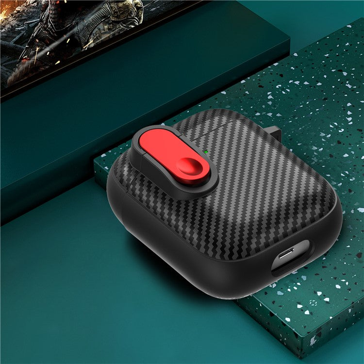 Earphone Protective Case for Apple AirPods with Charging Case (2016) / (2019) / AirPods with Wireless Charging Case (2019) , Buckle Design TPU+PC Cover - Black+Red