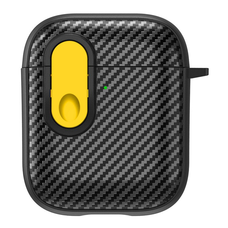 Earphone Protective Case for Apple AirPods with Charging Case (2016) / (2019) / AirPods with Wireless Charging Case (2019) , Buckle Design TPU+PC Cover - Black+Yellow