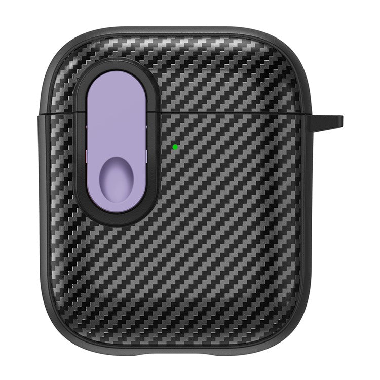 Earphone Protective Case for Apple AirPods with Charging Case (2016) / (2019) / AirPods with Wireless Charging Case (2019) , Buckle Design TPU+PC Cover - Black+Purple