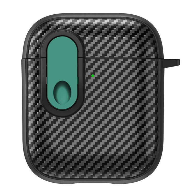 Earphone Protective Case for Apple AirPods with Charging Case (2016) / (2019) / AirPods with Wireless Charging Case (2019) , Buckle Design TPU+PC Cover - Black+Green