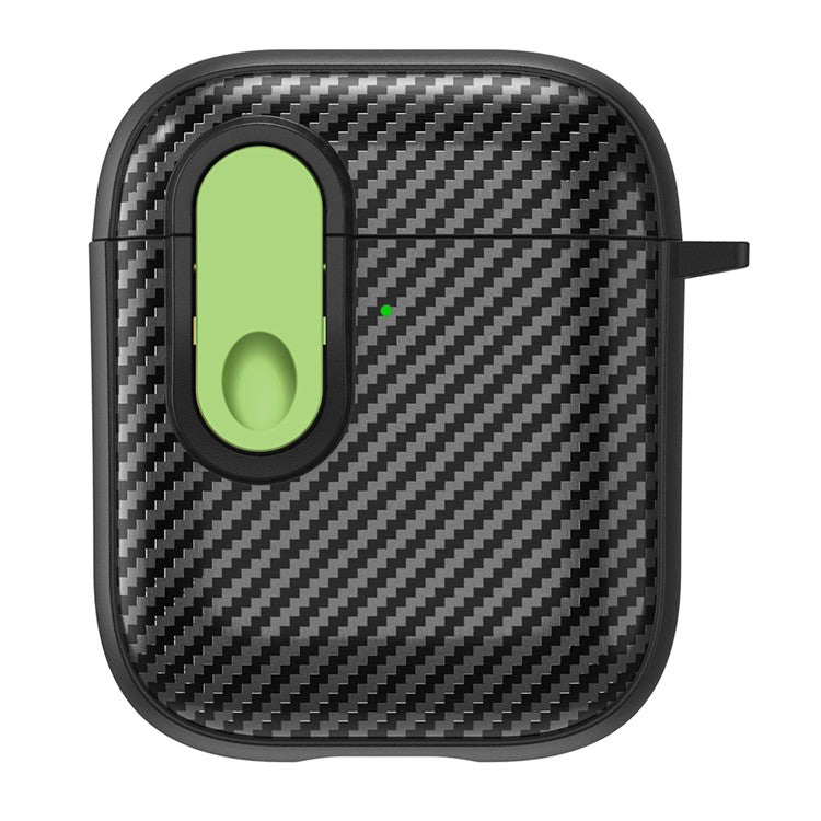 Earphone Protective Case for Apple AirPods with Charging Case (2016) / (2019) / AirPods with Wireless Charging Case (2019) , Buckle Design TPU+PC Cover - Black+Light Green