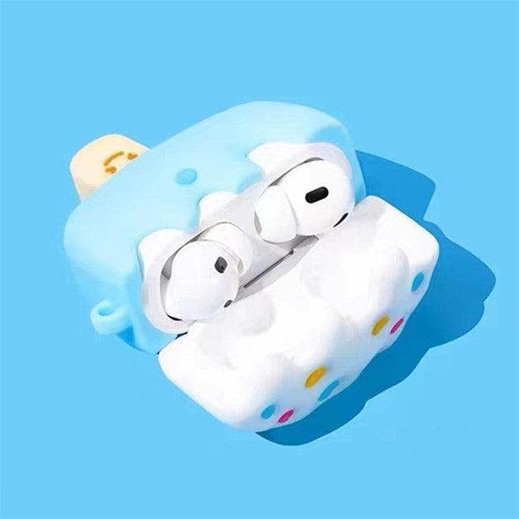 For Apple AirPods Pro  /  Pro 2 Ice Cream Design Earphone Protective Cover Silicone Case with Anti-lost Buckle