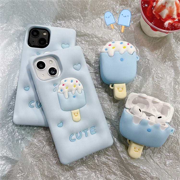 For Apple AirPods Pro  /  Pro 2 Ice Cream Design Earphone Protective Cover Silicone Case with Anti-lost Buckle