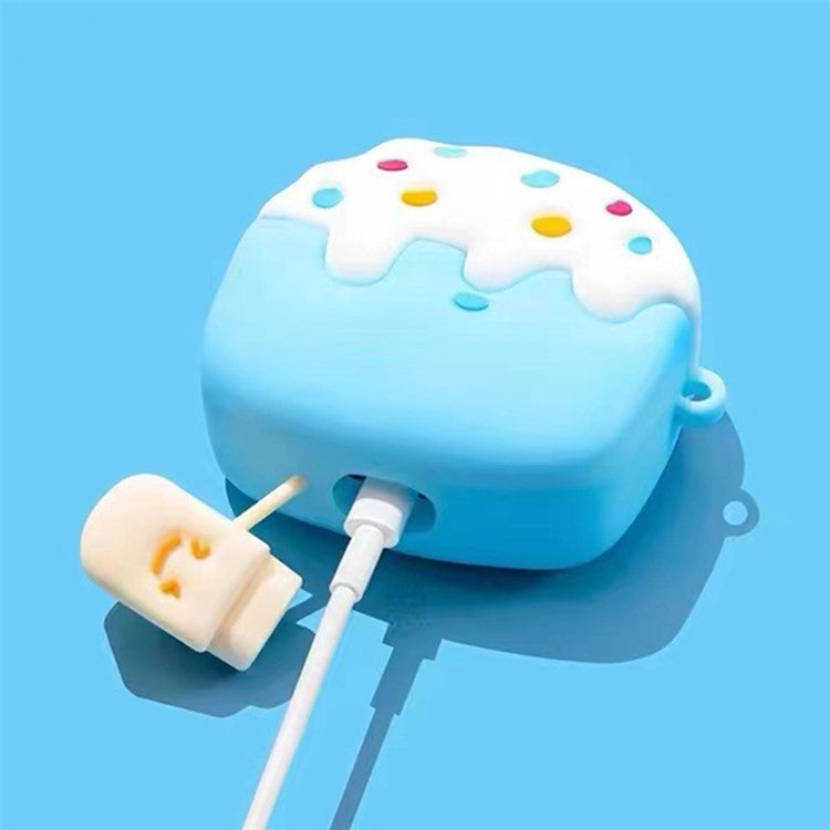 For Apple AirPods 3 Cartoon Ice Cream Design Earphone Cover Silicone Drop-proof Case with Anti-lost Buckle