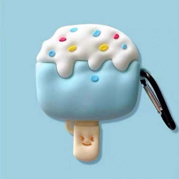 For Apple AirPods 3 Cartoon Ice Cream Design Earphone Cover Silicone Drop-proof Case with Anti-lost Buckle