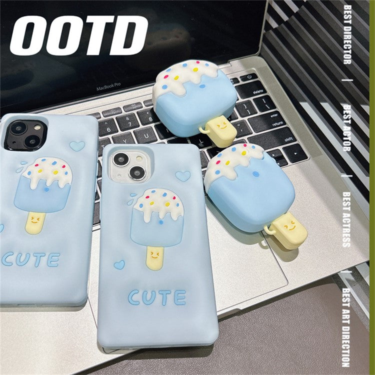 For Apple AirPods 3 Cartoon Ice Cream Design Earphone Cover Silicone Drop-proof Case with Anti-lost Buckle