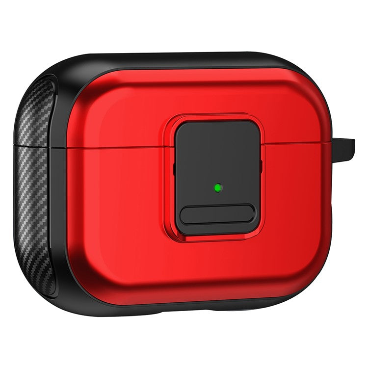 Magnetic Case for Apple AirPods Pro , Buckle Design Bluetooth Earphone TPU Cover with Carabiner - Black+Red