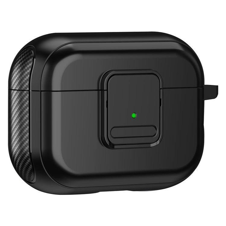 For Apple AirPods Pro 2 Magnetic Charging Earphone TPU Case Buckle Earbud Cover with Carabiner - Black