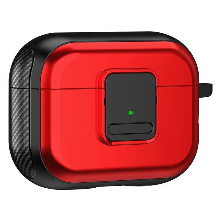 For Apple AirPods Pro 2 Magnetic Charging Earphone TPU Case Buckle Earbud Cover with Carabiner - Black+Red