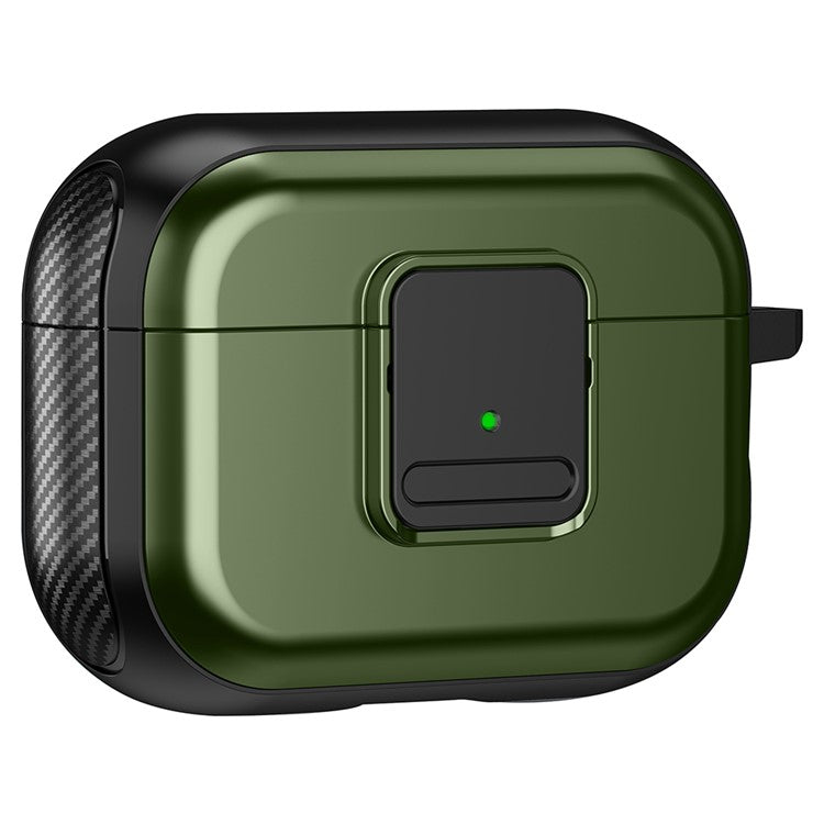 For Apple AirPods Pro 2 Magnetic Charging Earphone TPU Case Buckle Earbud Cover with Carabiner - Black+Army Green