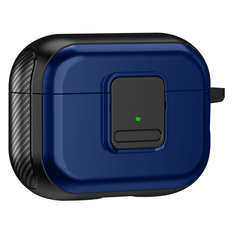 For Apple AirPods Pro 2 Magnetic Charging Earphone TPU Case Buckle Earbud Cover with Carabiner - Black+Blue