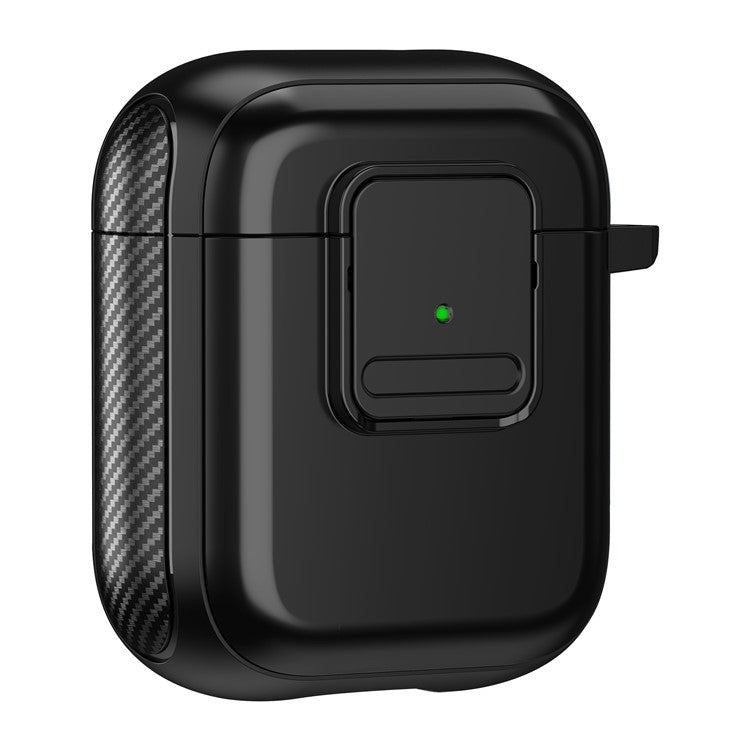 Magnetic Case for Apple AirPods with Charging Case (2016) / (2019) / AirPods with Wireless Charging Case (2019) TPU Earphone Cover with Carabiner - Black