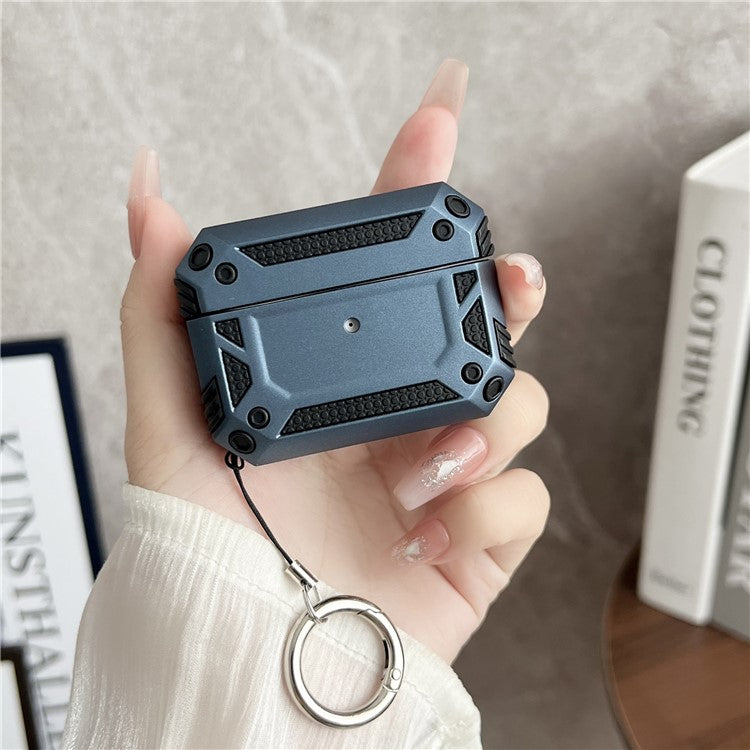 Earphone Cover for AirPods Pro Military Drop-proof TPU+PC Earbuds Protective Case Skin with Buckle - Blue