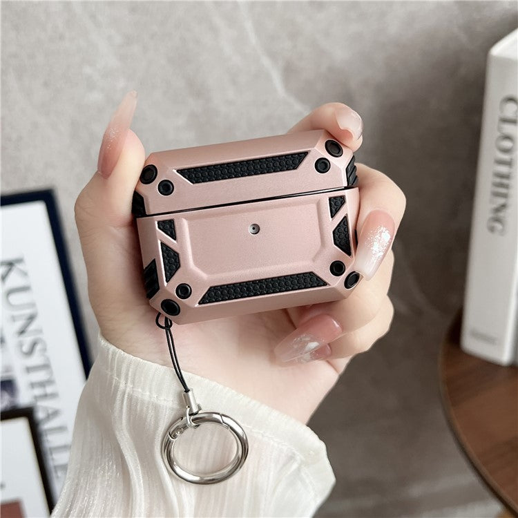 Earphone Cover for AirPods Pro Military Drop-proof TPU+PC Earbuds Protective Case Skin with Buckle - Rose Gold