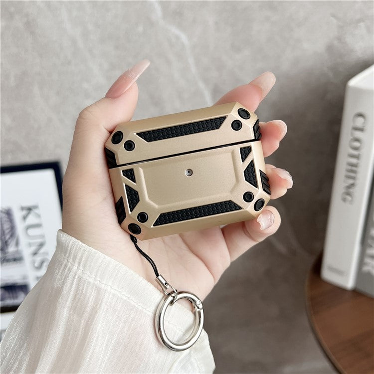 Earphone Cover for AirPods Pro Military Drop-proof TPU+PC Earbuds Protective Case Skin with Buckle - Gold