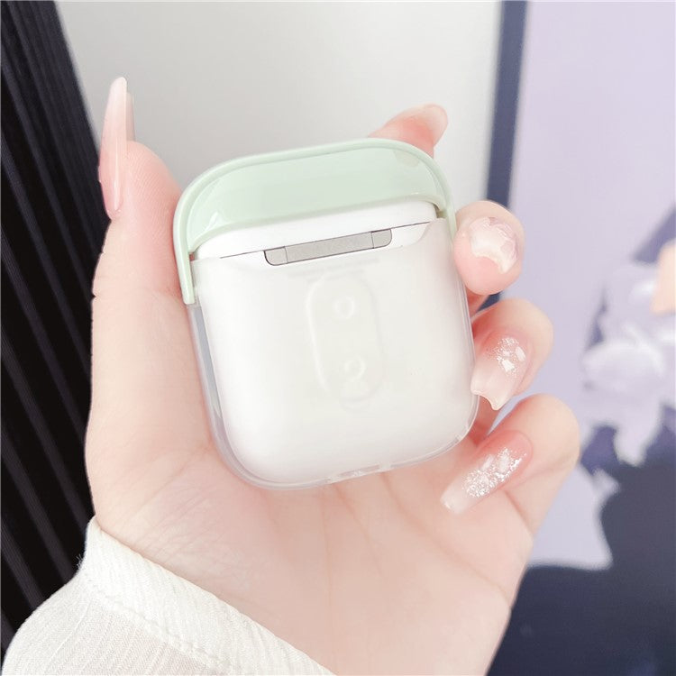 TPU + PC Case for Apple AirPods with Charging Case (2016) / (2019) / AirPods with Wireless Charging Case (2019) , Earphone Protective Cover with Strap - Green+Transparent