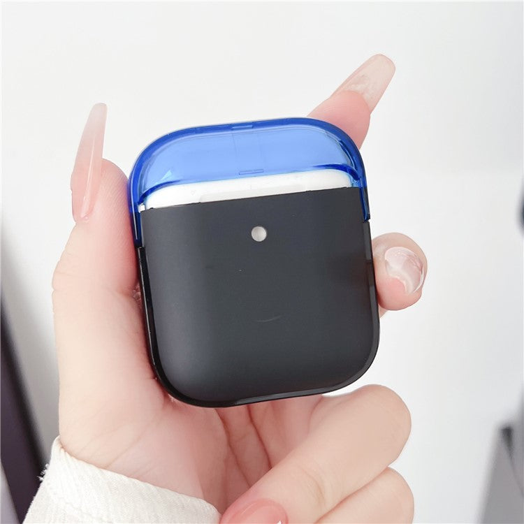 TPU + PC Case for Apple AirPods with Charging Case (2016) / (2019) / AirPods with Wireless Charging Case (2019) , Earphone Protective Cover with Strap - Blue+Black