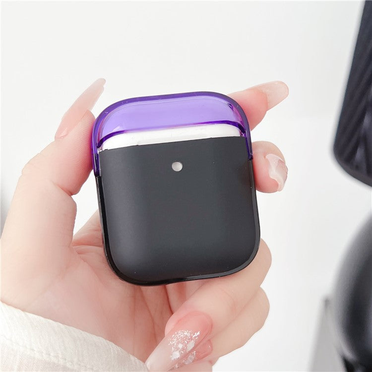 TPU + PC Case for Apple AirPods with Charging Case (2016) / (2019) / AirPods with Wireless Charging Case (2019) , Earphone Protective Cover with Strap - Purple+Black