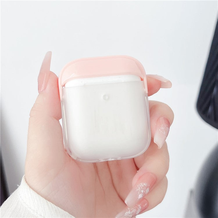 TPU + PC Case for Apple AirPods with Charging Case (2016) / (2019) / AirPods with Wireless Charging Case (2019) , Earphone Protective Cover with Strap - Pink+Transparent