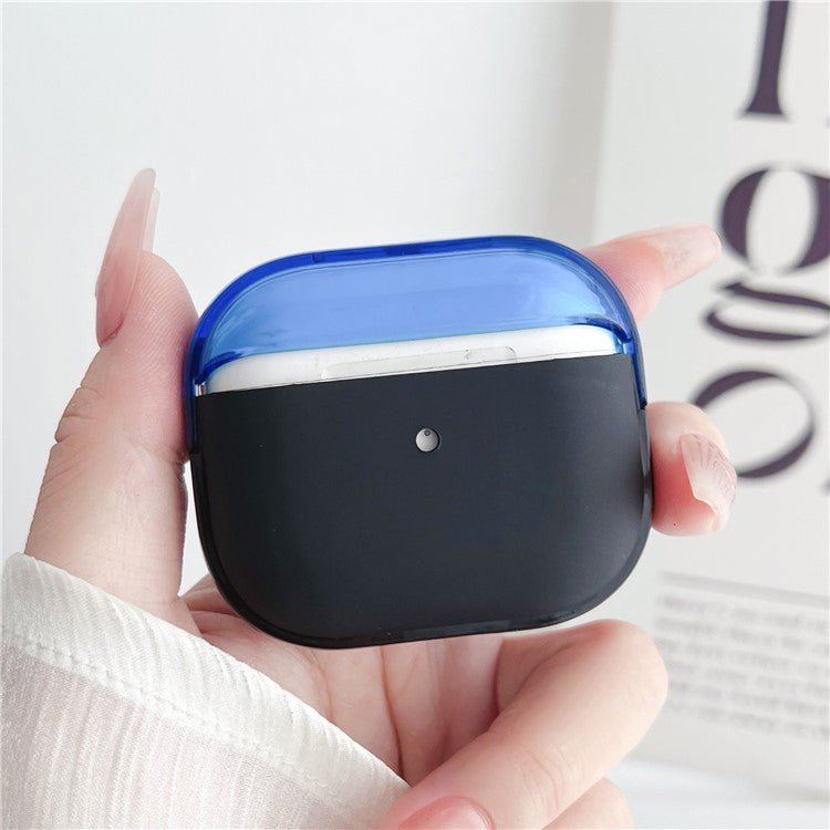 For Apple AirPods 3 Shockproof TPU Case Anti-Drop Bluetooth Earbuds Charging Case Cover with Wrist Strap - Black+Blue