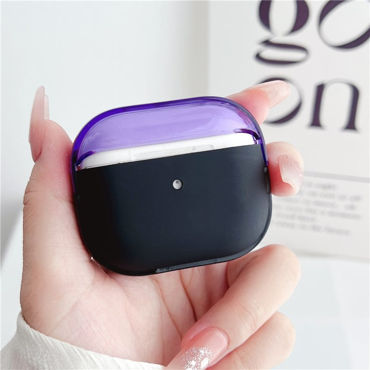 For Apple AirPods 3 Shockproof TPU Case Anti-Drop Bluetooth Earbuds Charging Case Cover with Wrist Strap - Black+Purple