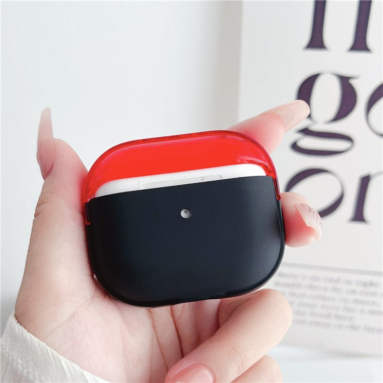 For Apple AirPods 3 Shockproof TPU Case Anti-Drop Bluetooth Earbuds Charging Case Cover with Wrist Strap - Black+Red