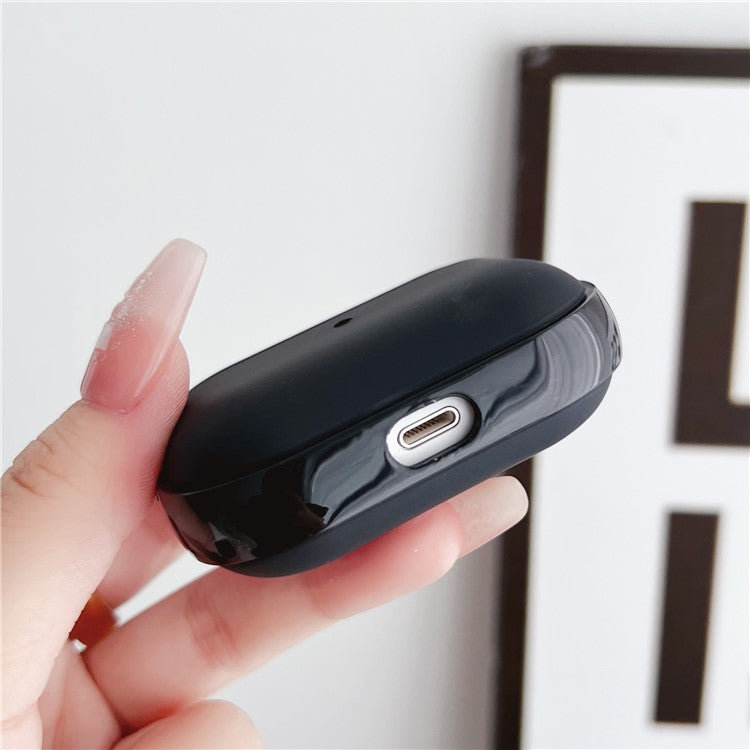 For Apple AirPods Pro Charging Case Cover Bluetooth Headset Shockproof TPU Cover with Wrist Strap - Transparent+Black