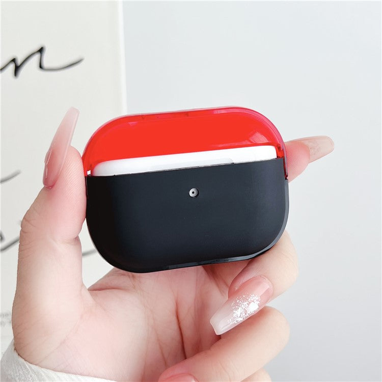 For Apple AirPods Pro Charging Case Cover Bluetooth Headset Shockproof TPU Cover with Wrist Strap - Black+Red