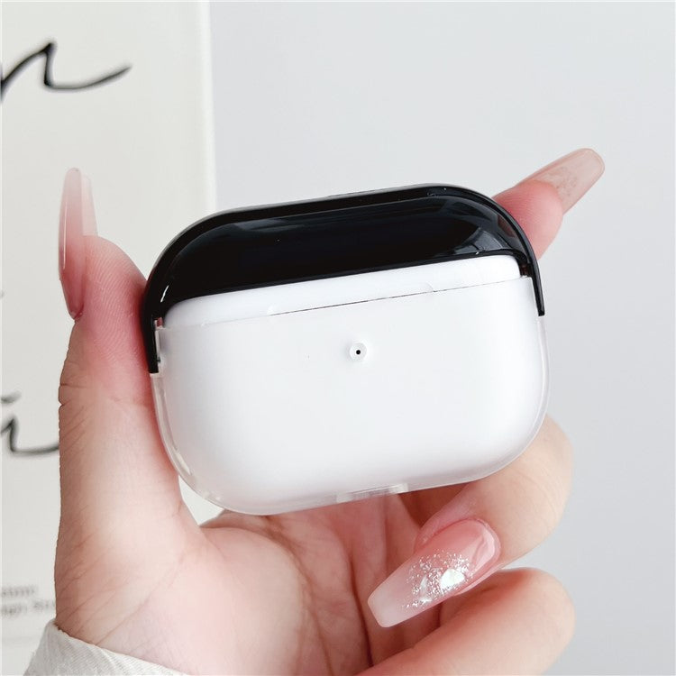 For Apple AirPods Pro Charging Case Cover Bluetooth Headset Shockproof TPU Cover with Wrist Strap - Black+Transparent