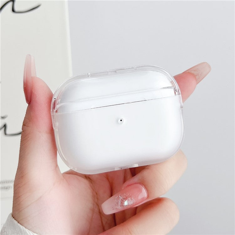 For Apple AirPods Pro Charging Case Cover Bluetooth Headset Shockproof TPU Cover with Wrist Strap - Transparent