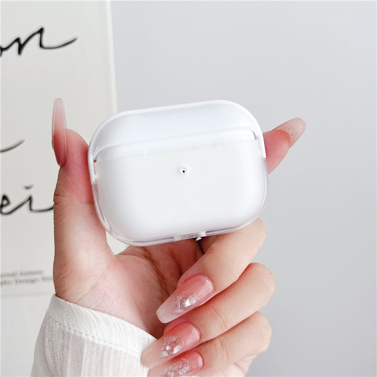 For Apple AirPods Pro Charging Case Cover Bluetooth Headset Shockproof TPU Cover with Wrist Strap - White+Transparent