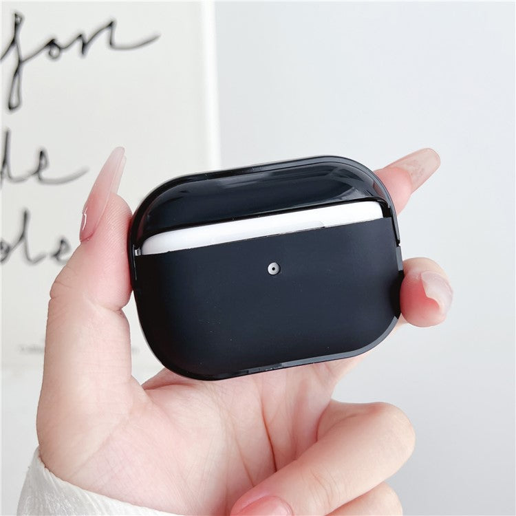 For Apple AirPods Pro Charging Case Cover Bluetooth Headset Shockproof TPU Cover with Wrist Strap - All Black