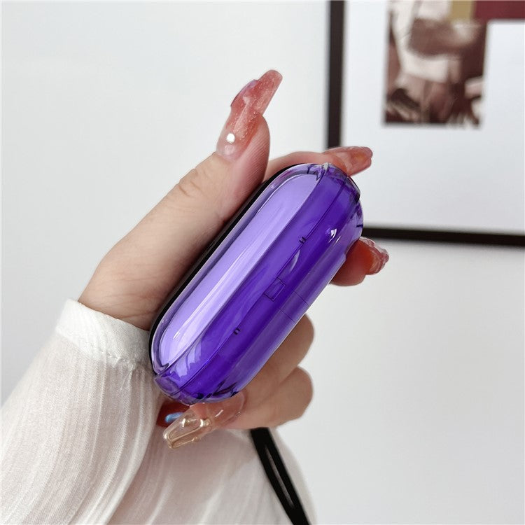 For AirPods Pro 2 TPU + PC Earphone Case Shockproof Protective Cover with Anti-lost Strap - Purple+Black