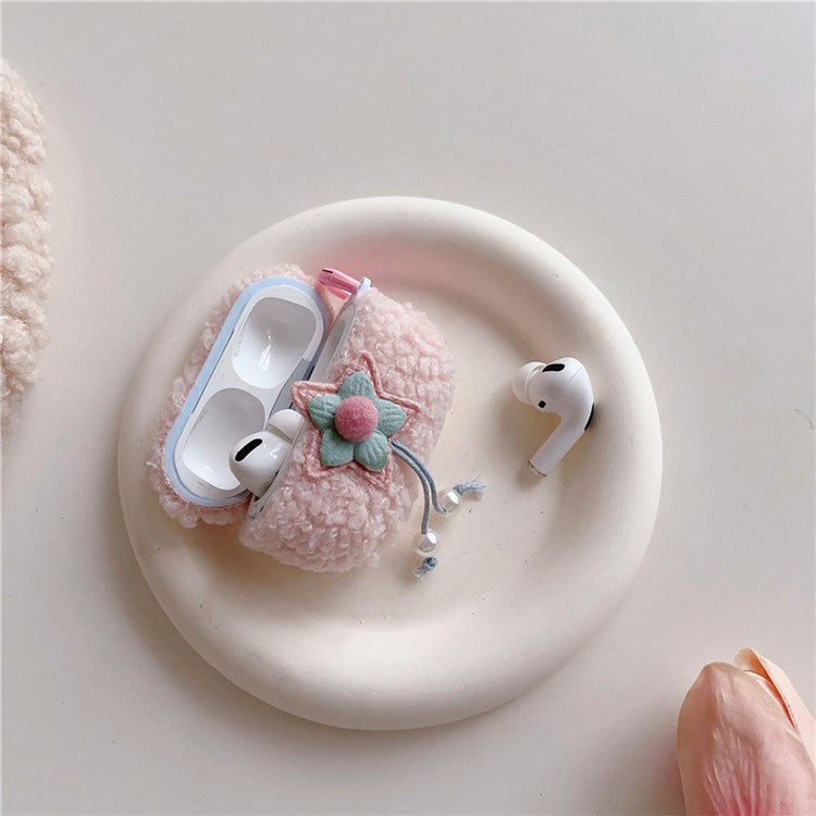 For Apple AirPods Pro 2 Fluff TPU Earphone Case Star Pearl Design Earbud Protective Cover with Ring Buckle