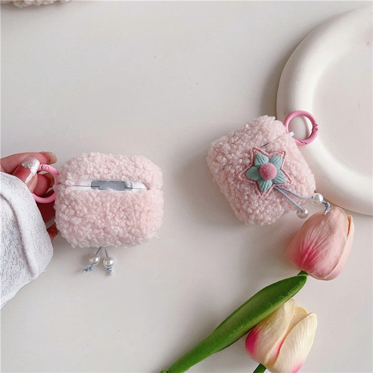 Earphone Case for AirPods with Charging Case (2016) / (2019) / AirPods with Wireless Charging Case (2019) Fluff TPU Earbud Cover with Ring Buckle