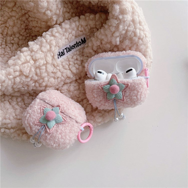 For Apple AirPods Pro Star Pearl Design Earphone Cover Fluff TPU Headphone Case with Ring Buckle